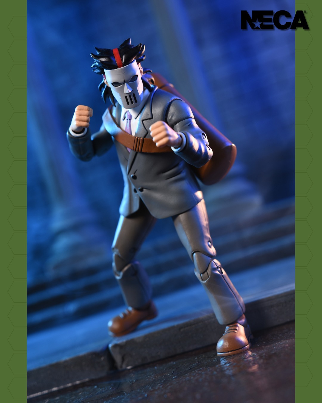 NECA『《忍者龜》卡通版 商務西裝凱西·瓊斯與被劈開的腳族士兵』7 吋可動人偶雙人組合包