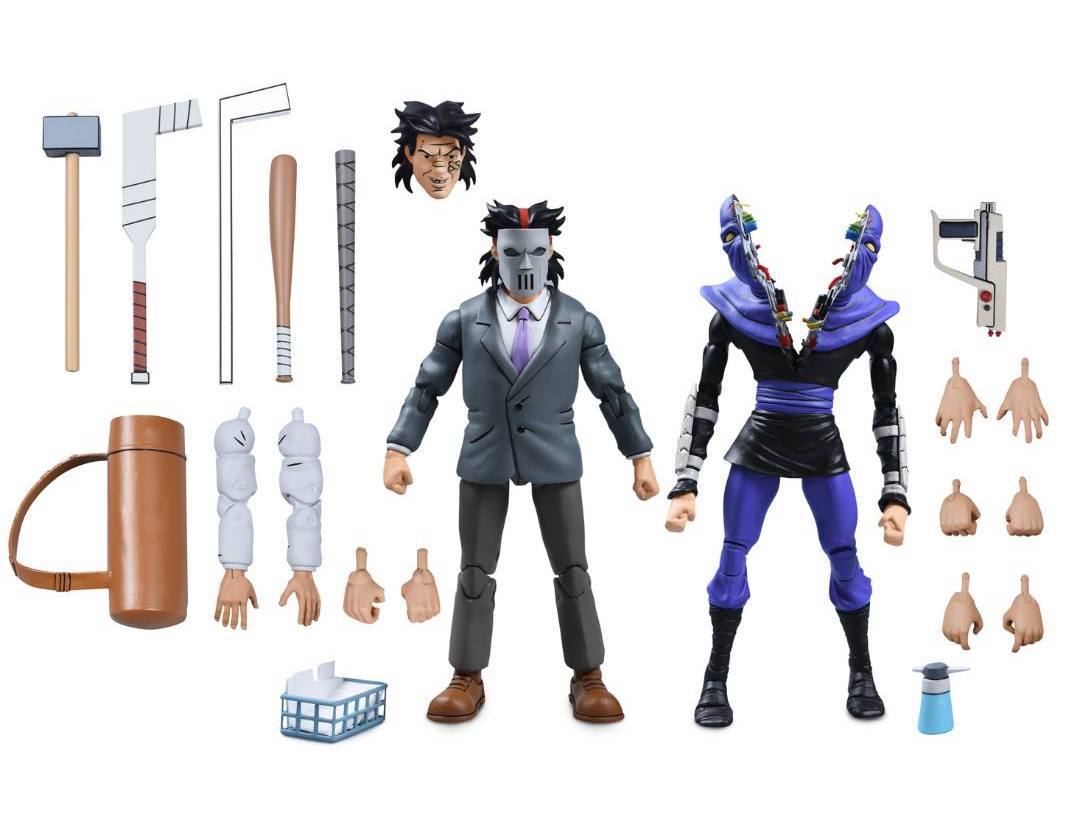 NECA『《忍者龜》卡通版 商務西裝凱西·瓊斯與被劈開的腳族士兵』7 吋可動人偶雙人組合包