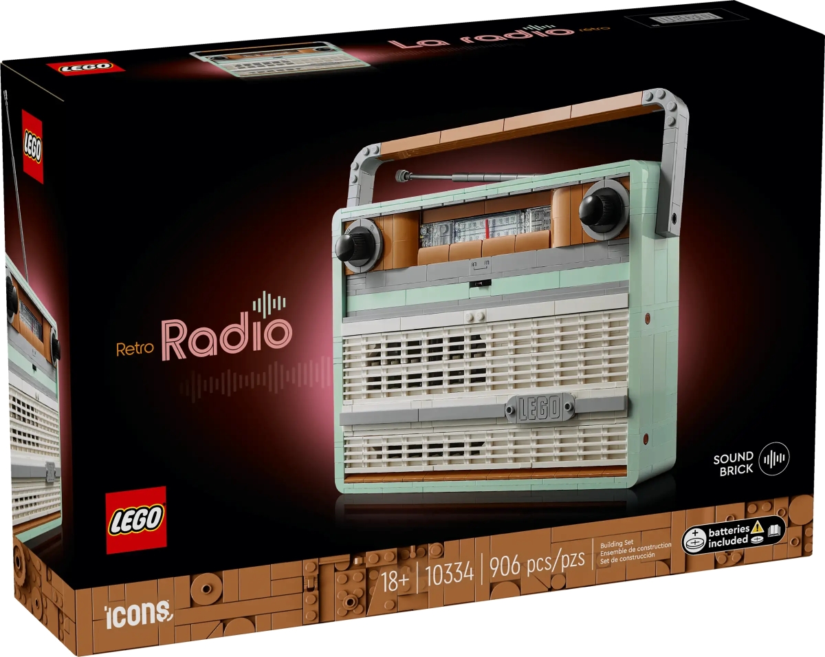 LEGO 10334 Icons 系列「復古收音機」（Retro Radio）不只搭載音效磚塊還能放入手機播音樂！