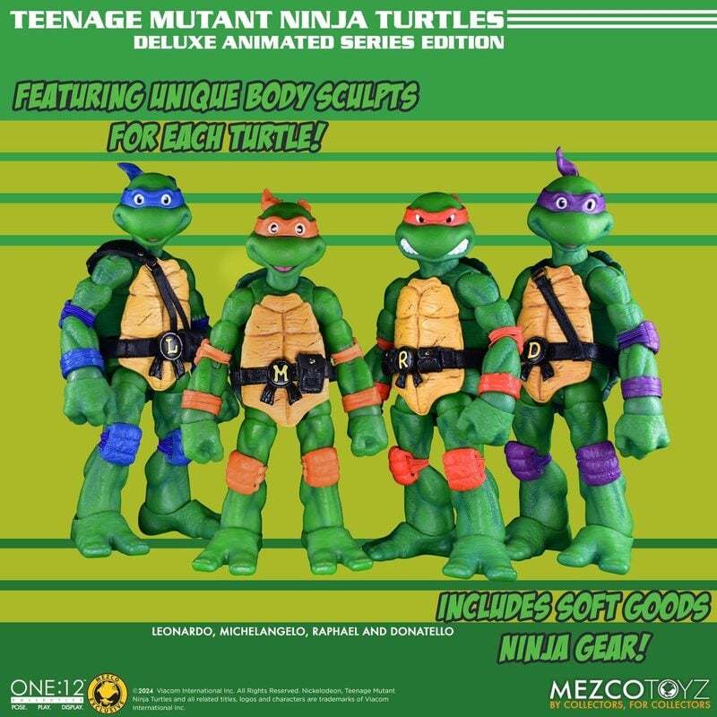 MEZCO TOYZ One:12 Collective『《忍者龜》動畫系列 豪華版』1/12 比例可動人偶套組