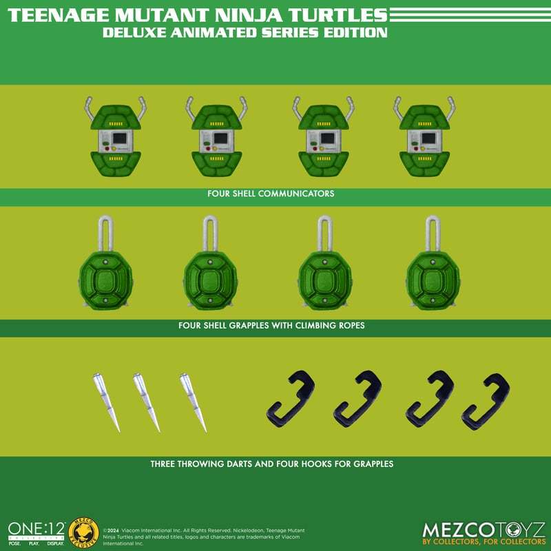 MEZCO TOYZ One:12 Collective『《忍者龜》動畫系列 豪華版』1/12 比例可動人偶套組