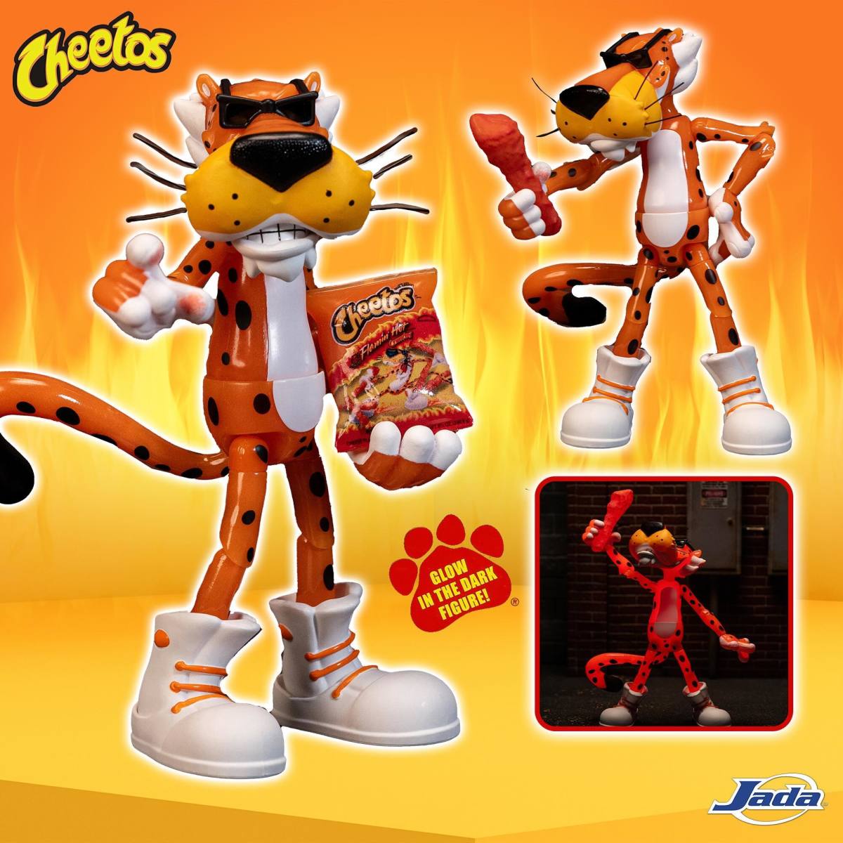 JADA TOYS『奇多 Cheetos 奇多豹（Chester Cheetah）火辣螢光版』6 吋可動人偶，辣到發燙的新造型再登場 ...