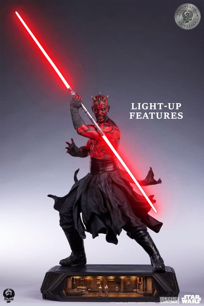 PCS『《星際大戰首部曲:威脅潛伏》達斯·魔(Darth Maul)白金限定版』1/3 比例收藏雕像,替換展示裸上身的霸氣姿態!