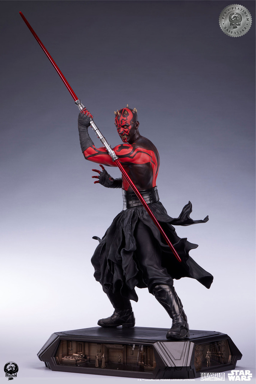 PCS『《星際大戰首部曲:威脅潛伏》達斯·魔(Darth Maul)白金限定版』1/3 比例收藏雕像,替換展示裸上身的霸氣姿態!