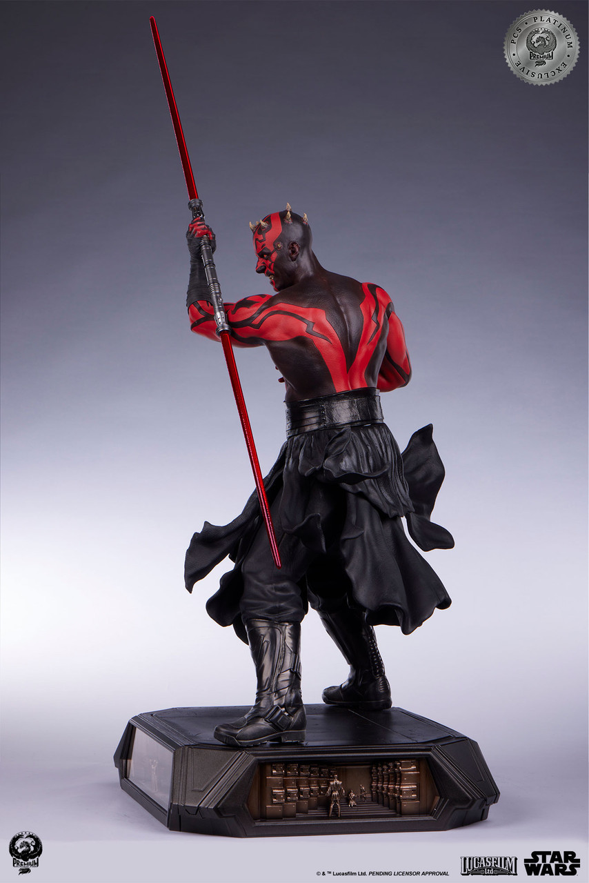 PCS『《星際大戰首部曲:威脅潛伏》達斯·魔(Darth Maul)白金限定版』1/3 比例收藏雕像,替換展示裸上身的霸氣姿態!