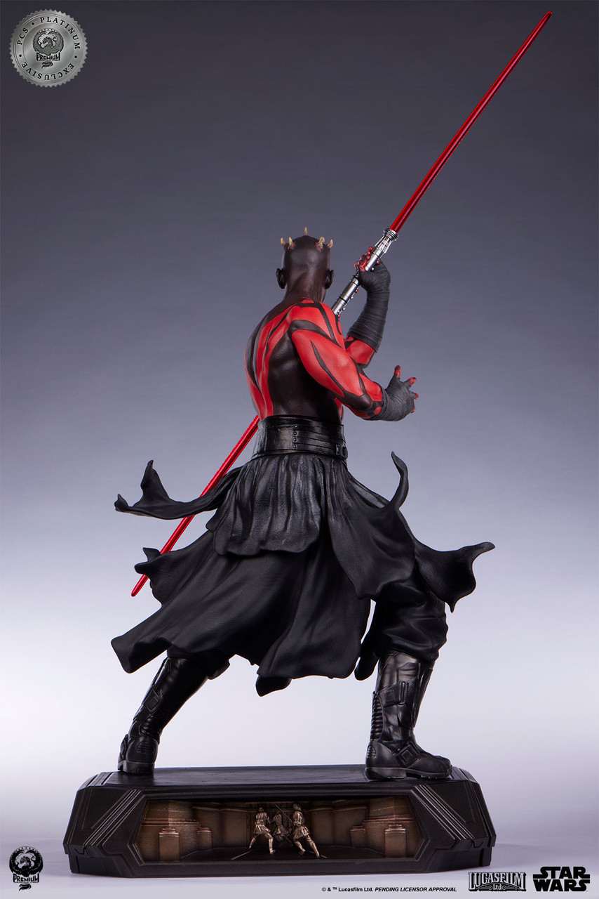 PCS『《星際大戰首部曲:威脅潛伏》達斯·魔(Darth Maul)白金限定版』1/3 比例收藏雕像,替換展示裸上身的霸氣姿態!