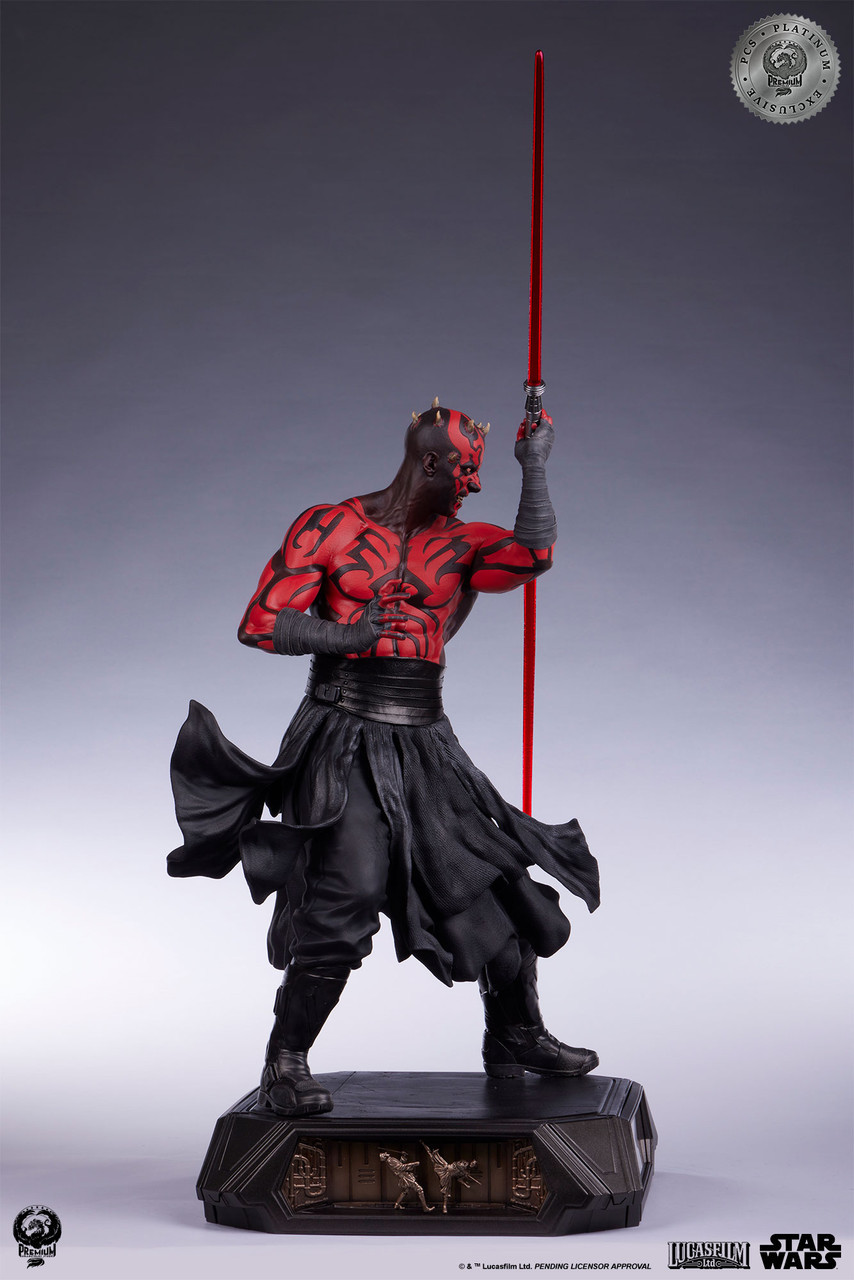 PCS『《星際大戰首部曲:威脅潛伏》達斯·魔(Darth Maul)白金限定版』1/3 比例收藏雕像,替換展示裸上身的霸氣姿態!
