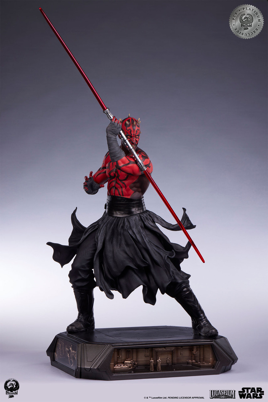 PCS『《星際大戰首部曲:威脅潛伏》達斯·魔(Darth Maul)白金限定版』1/3 比例收藏雕像,替換展示裸上身的霸氣姿態!