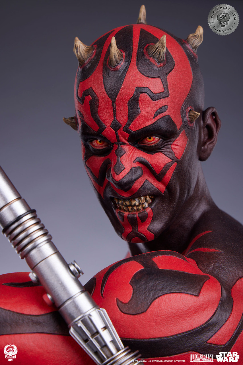 PCS『《星際大戰首部曲:威脅潛伏》達斯·魔(Darth Maul)白金限定版』1/3 比例收藏雕像,替換展示裸上身的霸氣姿態!