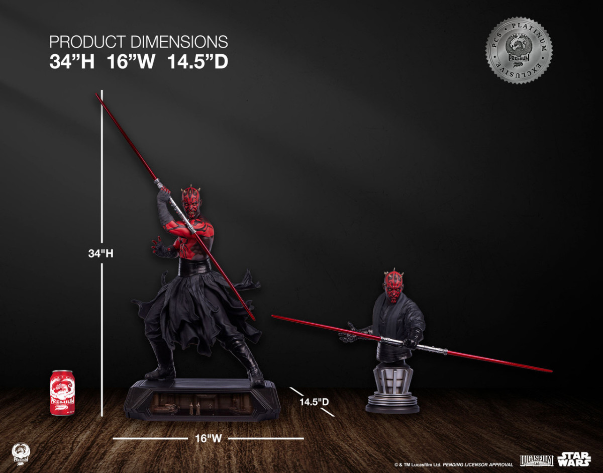 PCS『《星際大戰首部曲:威脅潛伏》達斯·魔(Darth Maul)白金限定版』1/3 比例收藏雕像,替換展示裸上身的霸氣姿態!