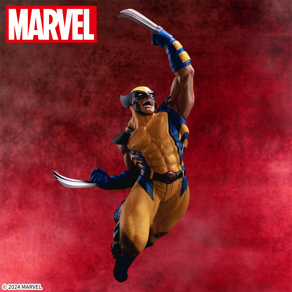 SEGA 景品『MARVEL COMICS Luminasta 金鋼狼』經典藍黃戰衣向前攻擊的跳躍動態!