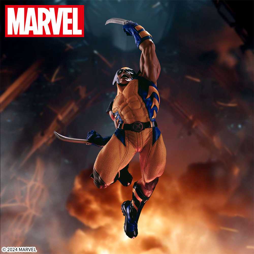 SEGA 景品『MARVEL COMICS Luminasta 金鋼狼』經典藍黃戰衣向前攻擊的跳躍動態!
