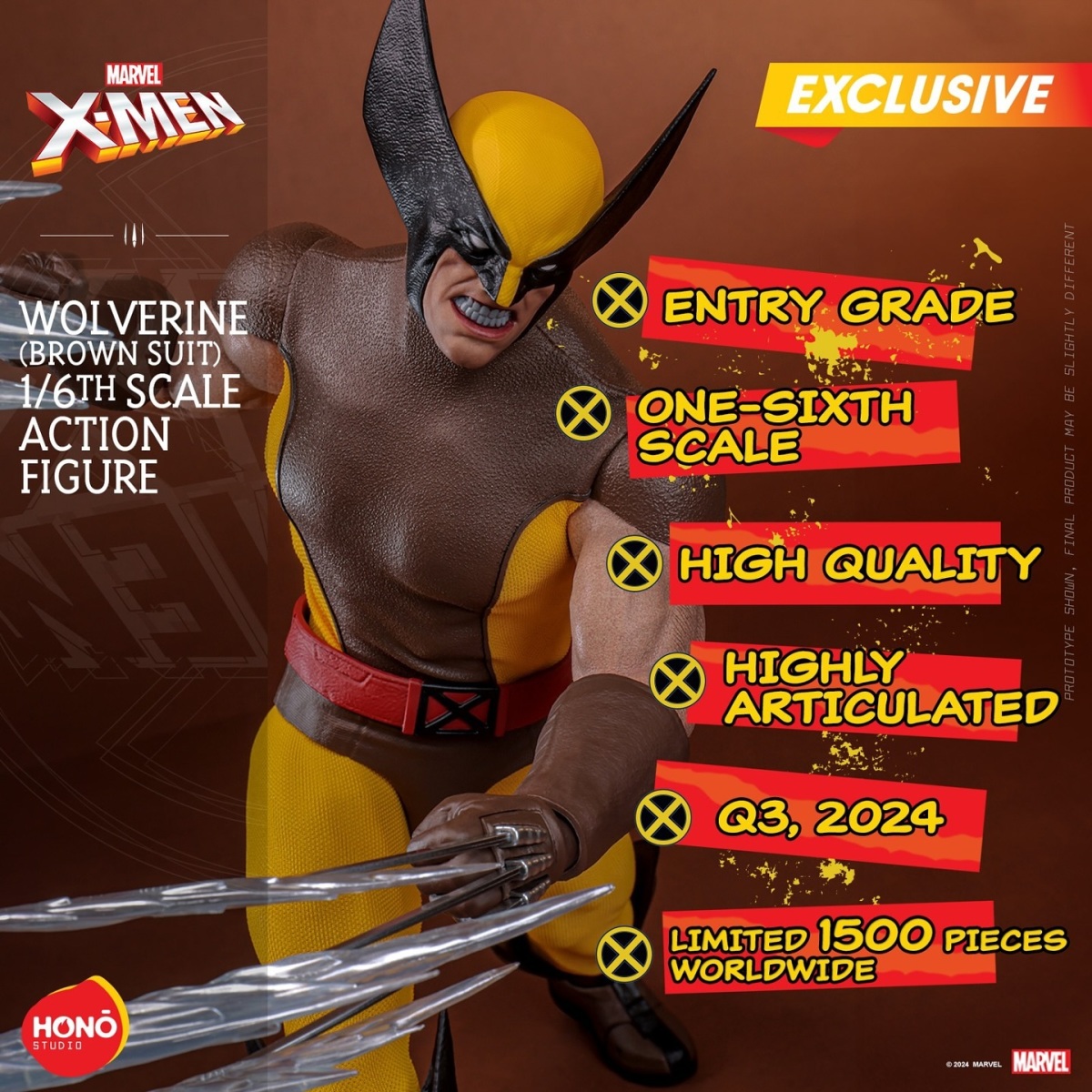 HONŌ STUDIO Marvel『金鋼狼(棕色戰服版)』1/6 比例收藏級可動人,8、90 年代經典漫畫造型再現!