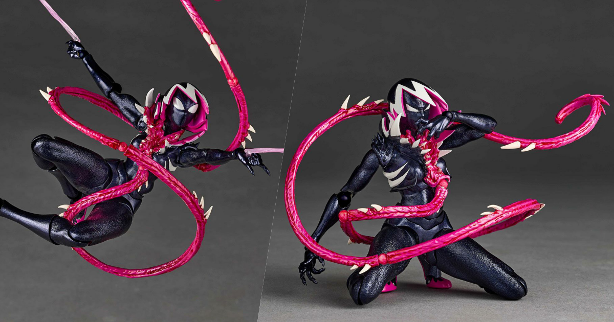 海洋堂『AMAZING YAMAGUCHI 猛毒關（Gwenom）』可動人偶，再現狂野而優雅的粉黑色身影！