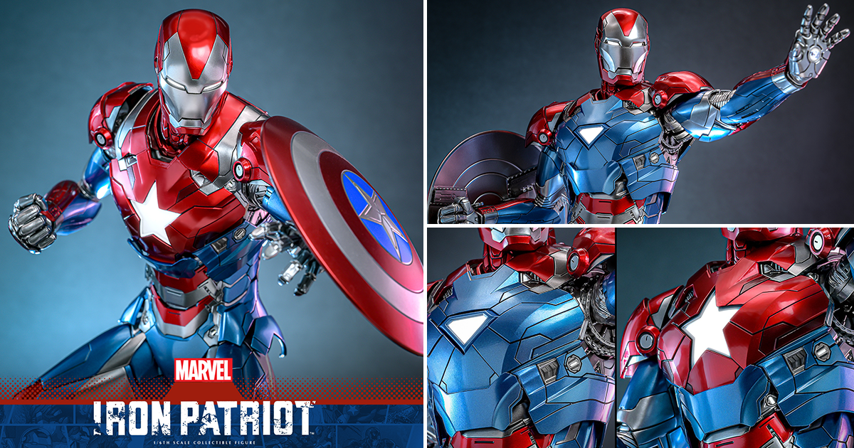 HOT TOYS 漫威漫畫「鋼鐵愛國者」（Iron Patriot）1/6 比例收藏人偶 磁吸美隊圓盾＆全身 25 處發光機構搭載！