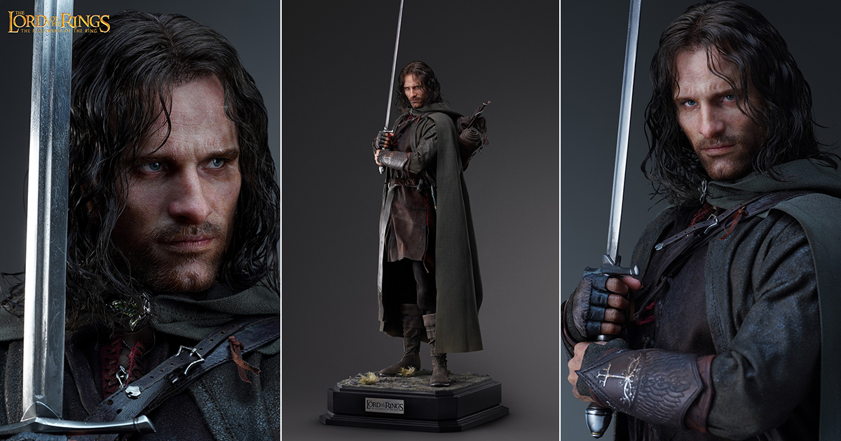 Queen Studios《魔戒》亞拉岡（Aragorn）1/3 比例全身雕像 傳神再現登納丹持劍之姿！