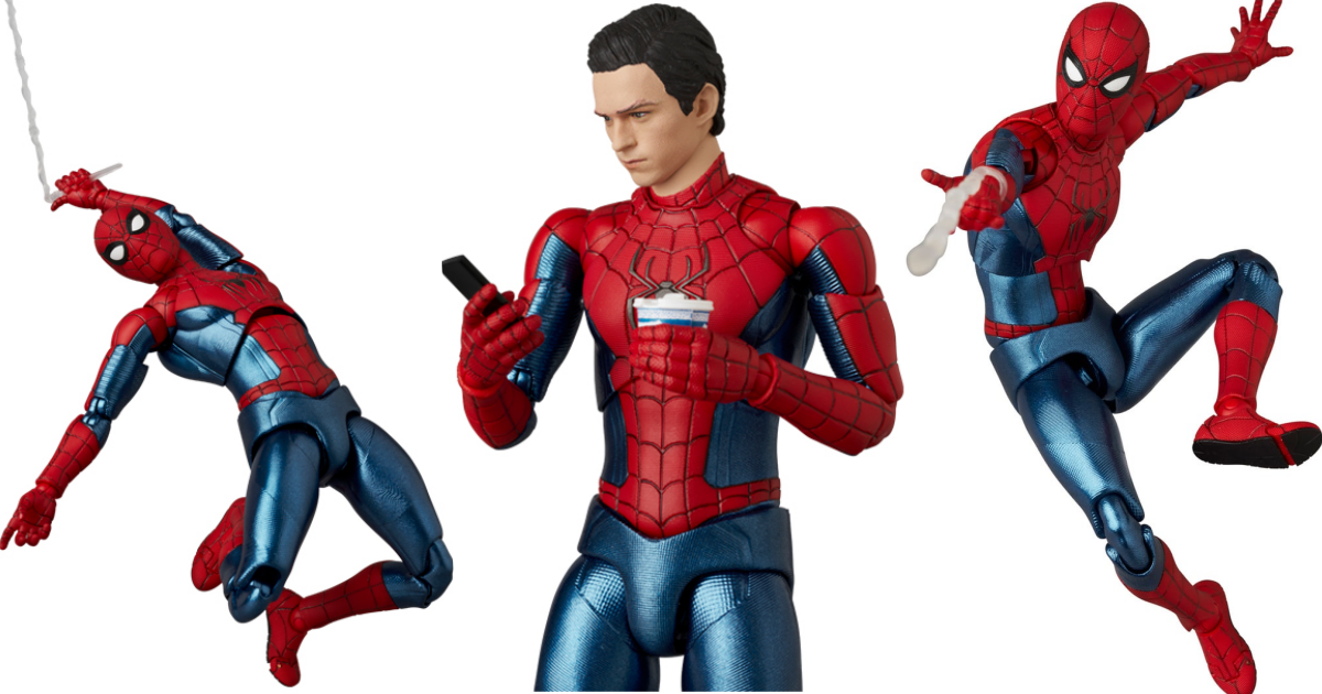 MAFEX『No.262《蜘蛛人：無家日》蜘蛛人 新紅藍配色戰衣』可動人偶，收錄 MJ 最後製作的那杯咖啡！
