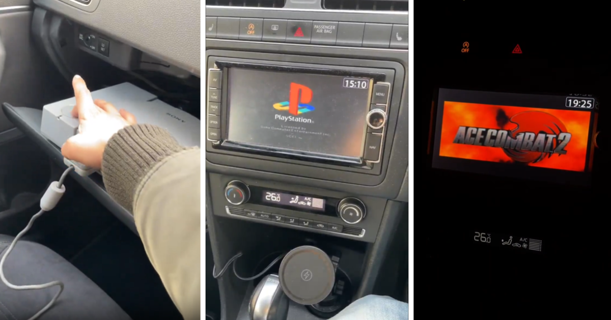 推主用汽車導航螢幕玩「Playstation」引關注  大獲讚賞 : 這是種老物浪漫！