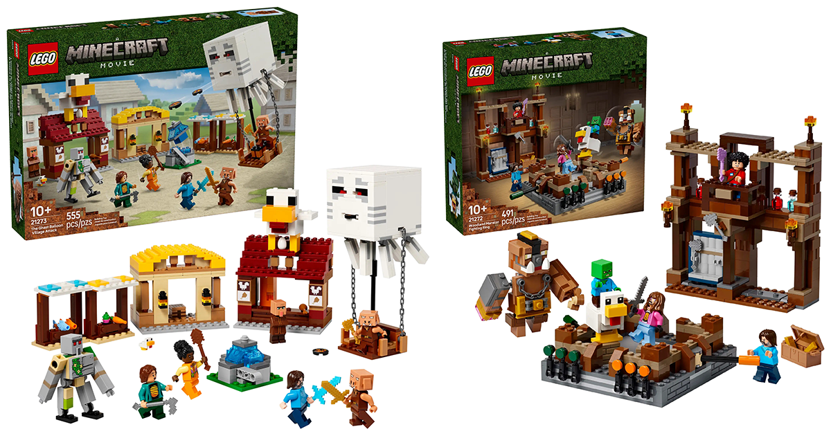 LEGO《MINECRAFT麥塊電影》「21272 林地府邸格鬥擂台」、「21273 地獄幽靈氣球進攻村莊」
