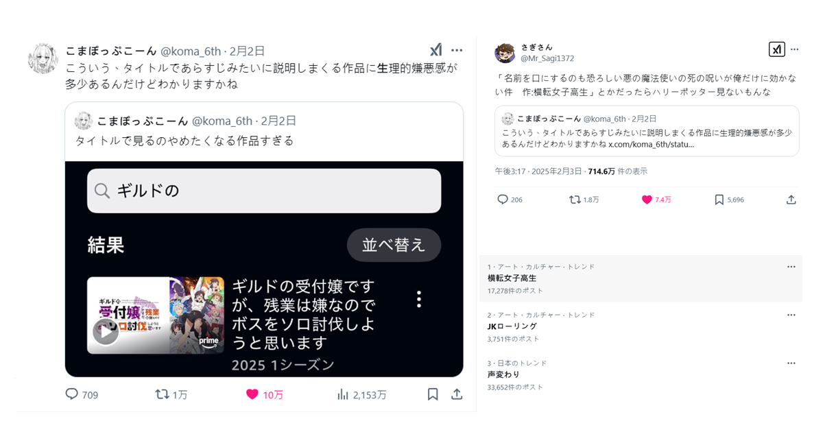推主用輕小說標題命名方式替《哈利波特》改名 卻將J·K·羅琳翻譯成「翻滾的女高中生」引熱議