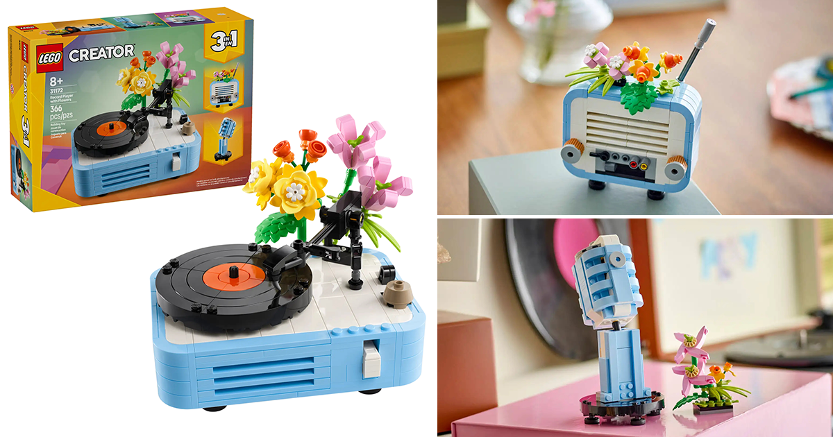 LEGO 31172 創意系列「花飾唱片機」（Record Player with Flowers）還能拼成復古收音機、麥克風！