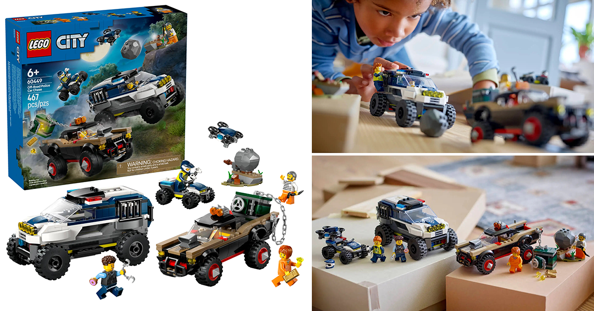 LEGO 60449 城市系列「越野警車追逐戰」（Off-Road Police Car Chase）配備危機四伏的巨石滾動機關！