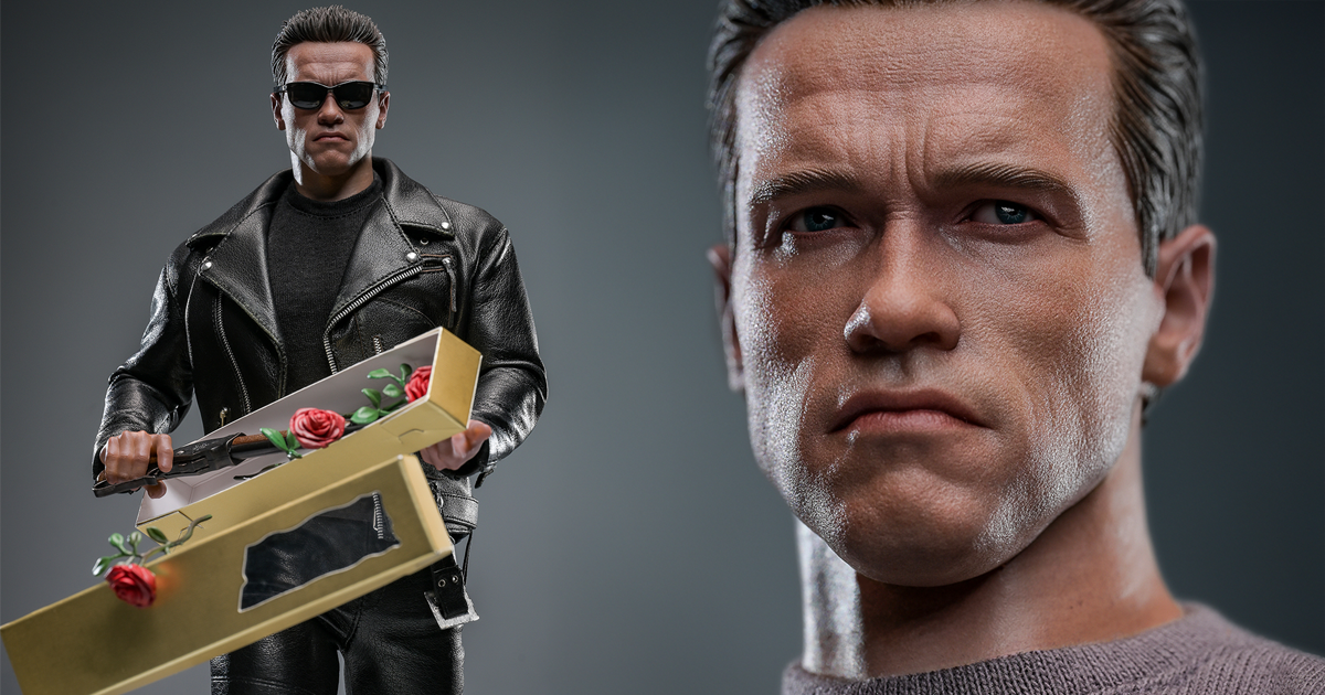 HOT TOYS《魔鬼終結者2》T-800（2.0）1/6比例收藏人偶 藏散彈槍的玫瑰花盒也有附上！