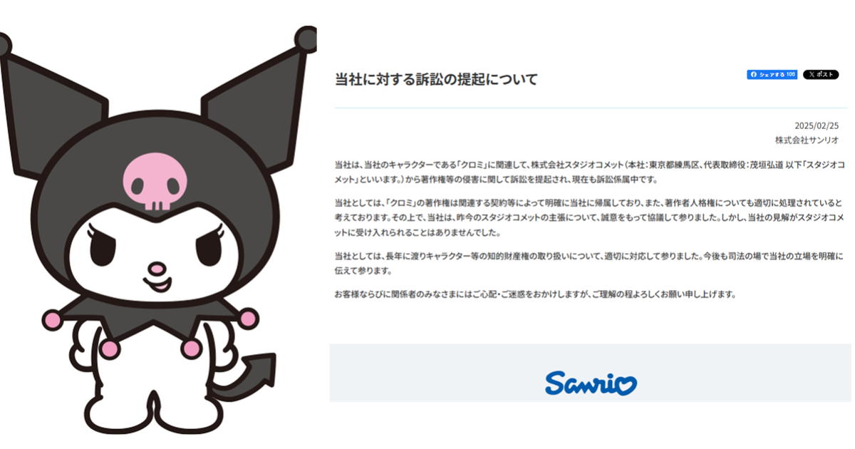 到底是誰的？ 動畫公司STUDIO COMET與三麗鷗為「酷洛米」著作權法院相見