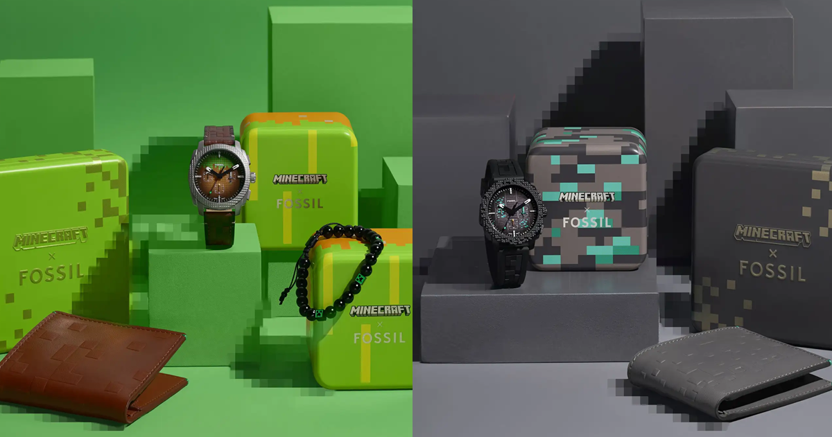 像素風格變幻成經典風貌！ FOSSIL ✕《Minecraft》推出聯名錶款與皮夾