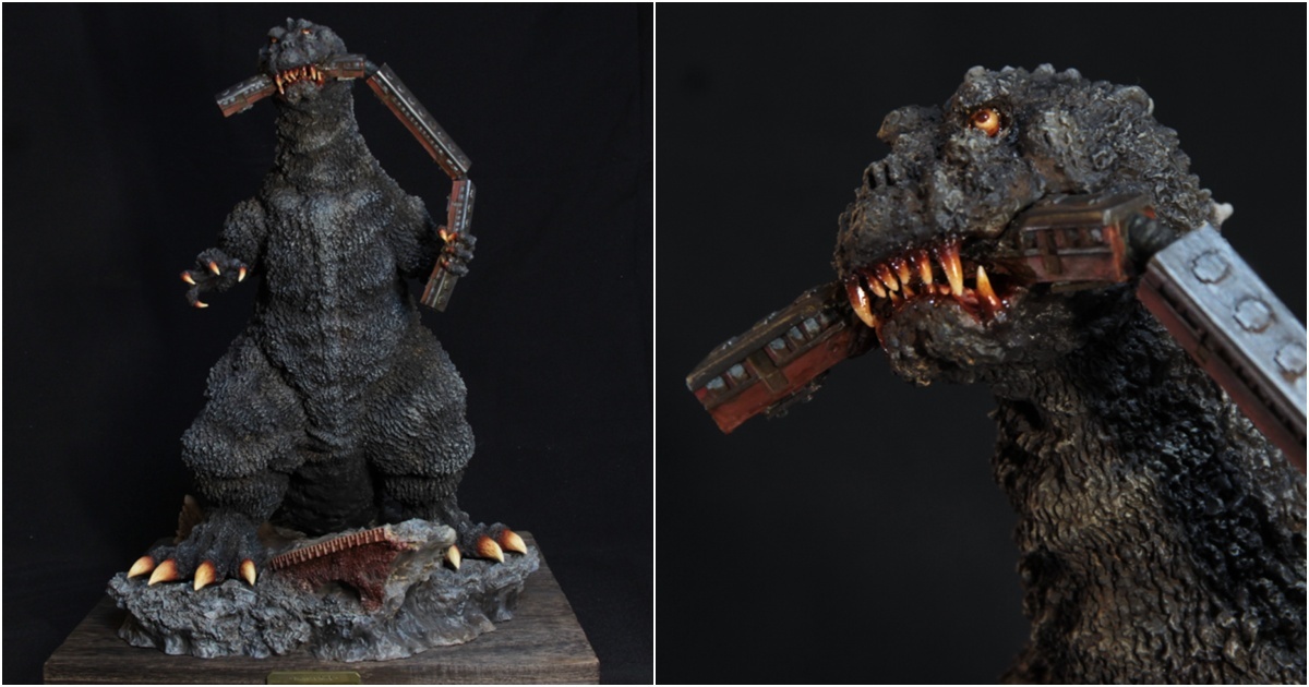 初代ゴジラ 電車咥え sculpt by 大山竜 塗裝