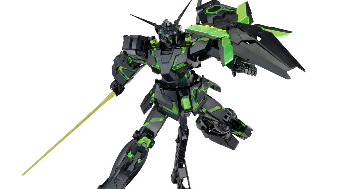 活動限定鋼普拉『MG 1/100 獨角獸鋼彈 [再循環配色/透明霓虹綠]』使用集光樹脂表現腦波傳導框體！
