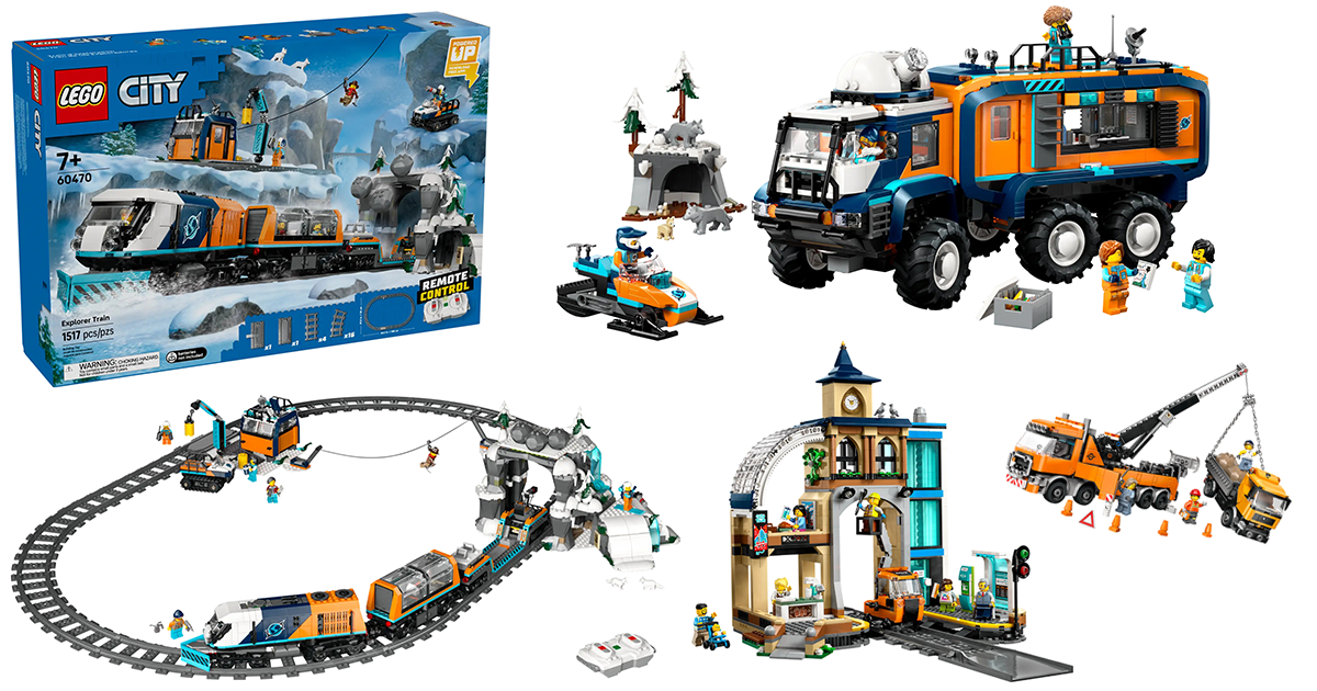 LEGO 城市系列 2025 年 8 月九款盒組發表（下）迷人的中央車站、附上三十節軌道的北極探險家特快車登場！