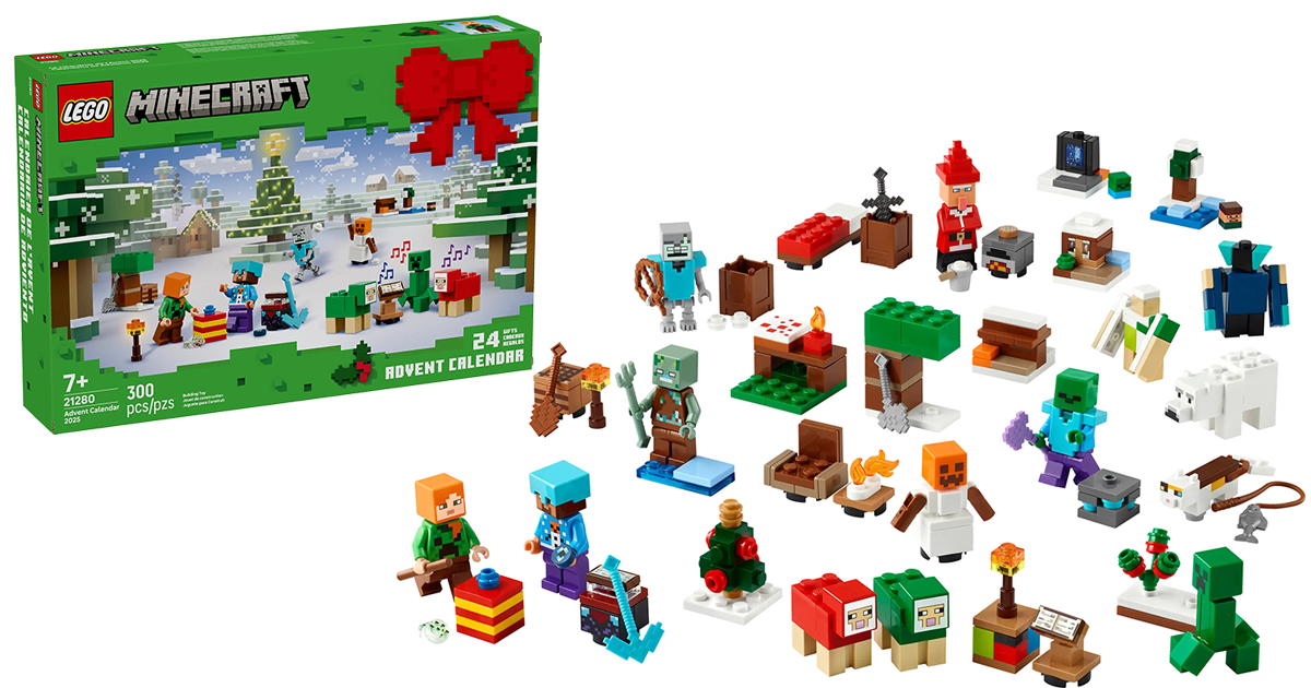 LEGO 21280「Minecraft 2025年驚喜月曆」愛莉克斯穿上苦力怕毛衣太Ｑ啦！