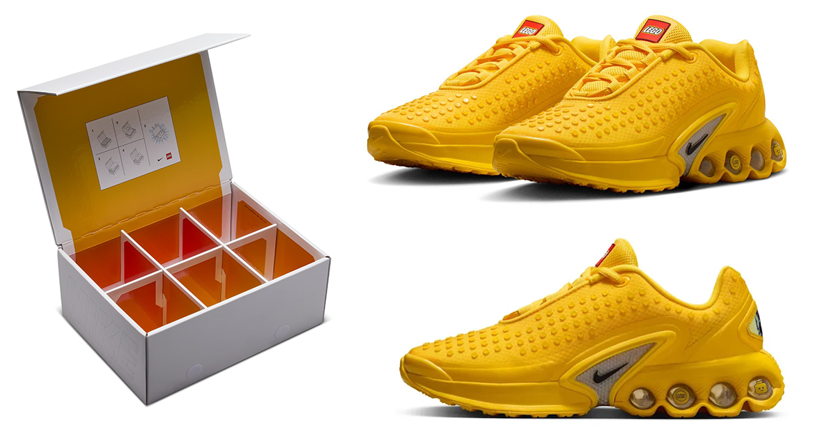 「LEGO × Nike Air Max Dn」曝光！經典黃色搭配積木顆粒鞋面、氣墊還有樂高人偶頭點綴