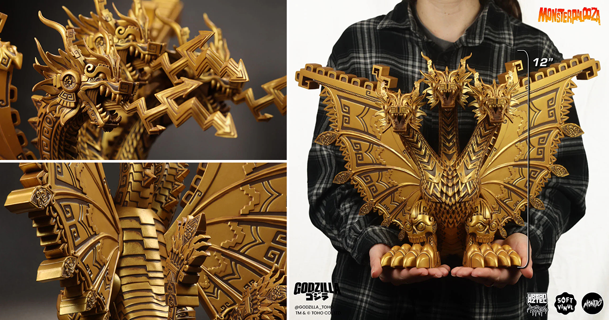 MONDO「王者基多拉 遺跡變體版 by Urban Aztec」搪膠玩具 注入神秘古文明之宇宙大怪獸！