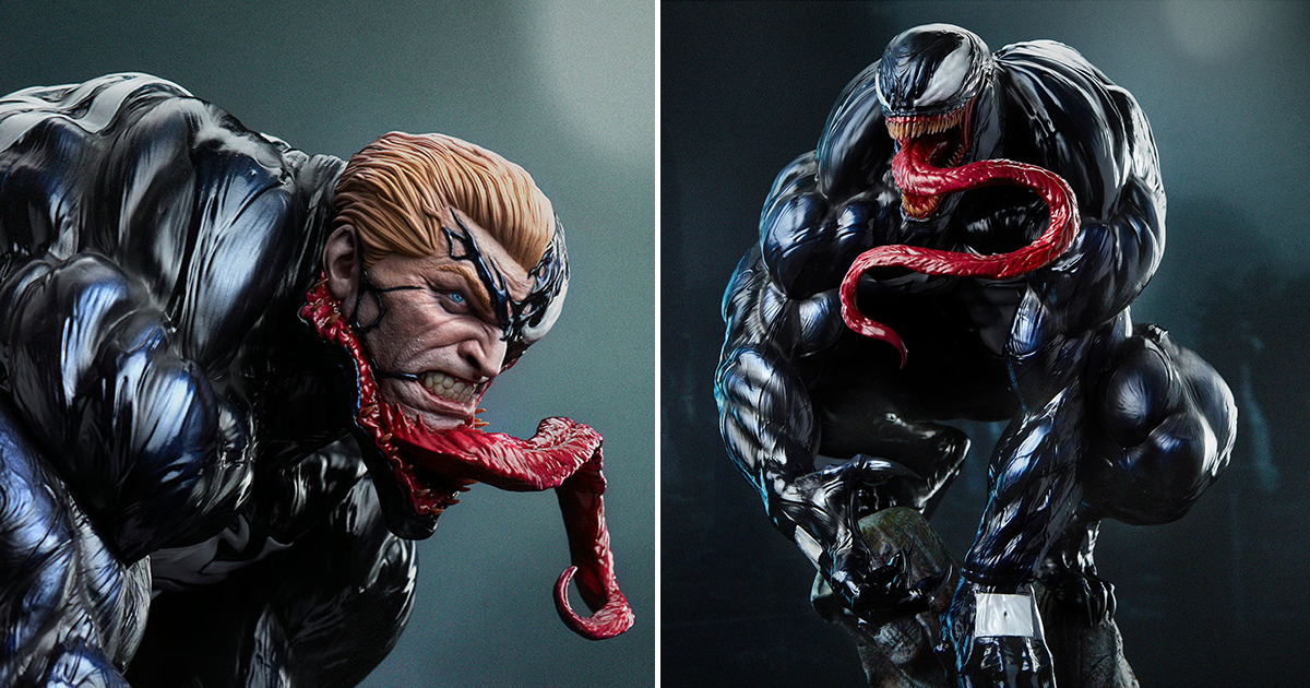 SIDESHOW MARVEL「猛毒」（Venom）全身雕像 一般版/限定版 爆揍蜘蛛人一頓的漆黑之敵！