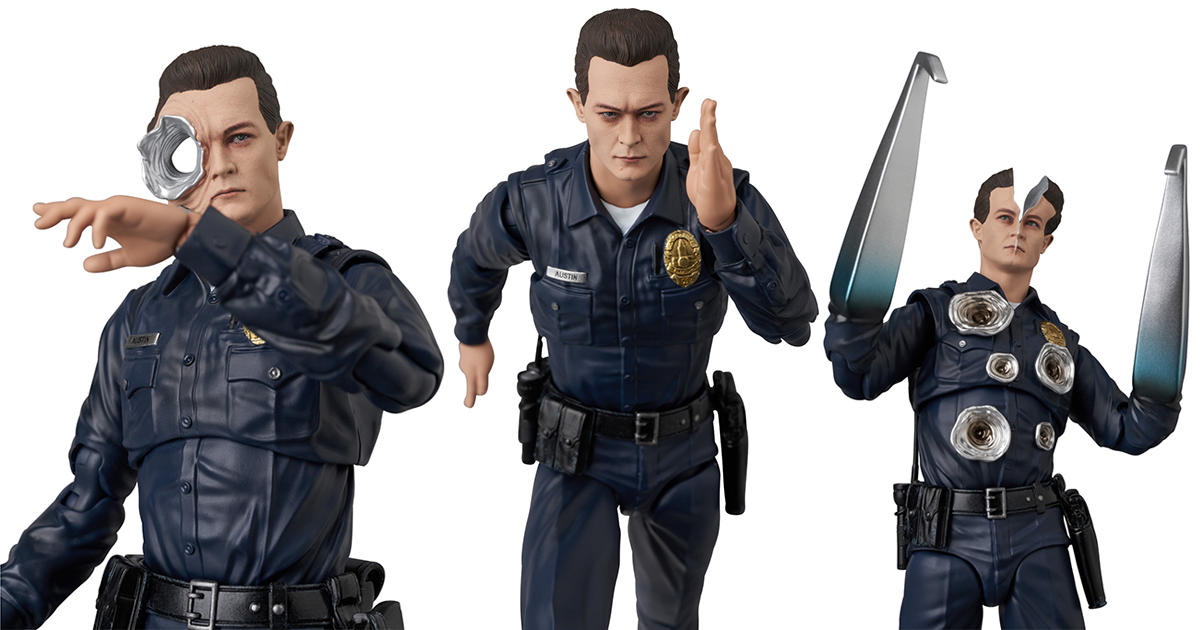 MAFEX《魔鬼終結者2》T-1000 可動人偶 豐富頭雕＆替換件展現液態金屬特色！