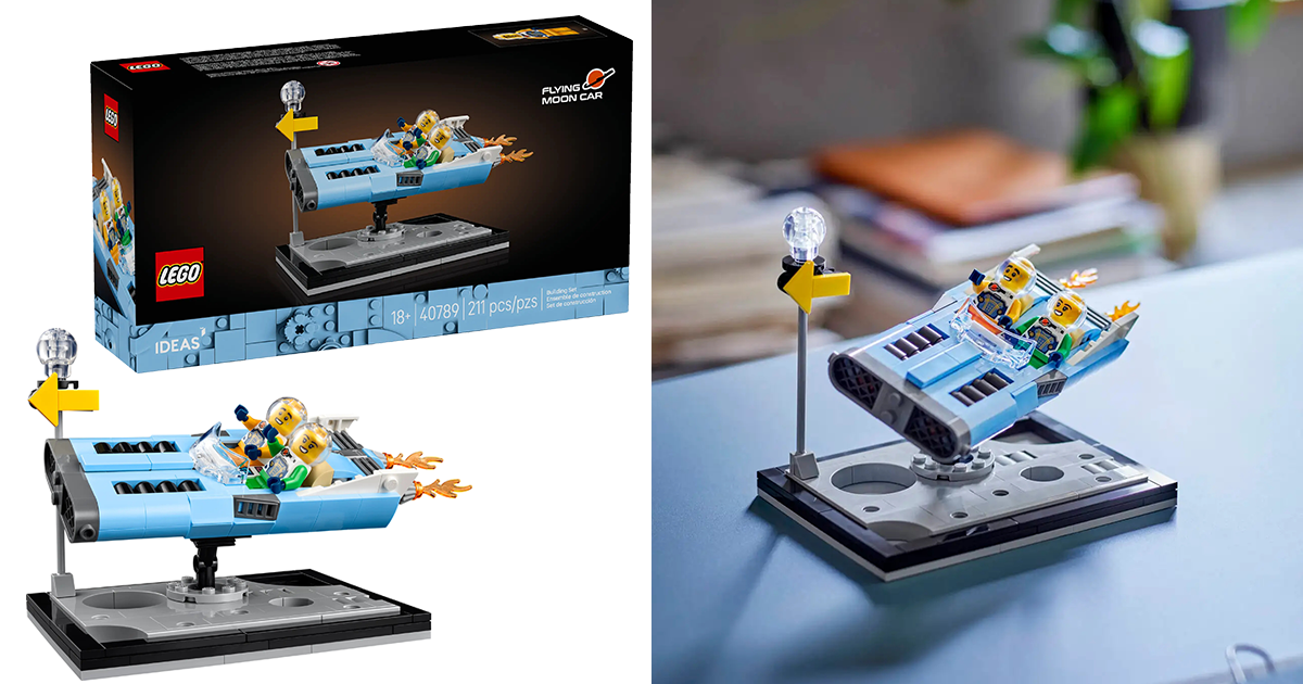 LEGO 40789「飛天月球車」（Flying Moon Car）形塑出月面坑洞的底座也非常讚！