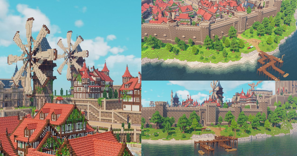 超狂推主用《Minecraft》打造《原神》裡的「蒙德」城鎮風貌 網友驚 : 以為是原神畫面...