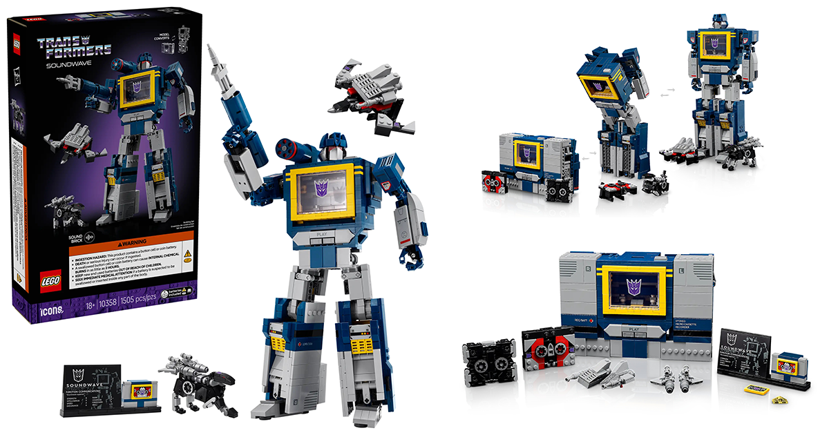LEGO 10358 Icons 系列「音波」（Soundwave）可以變形成錄音機的狂派諜報大師樂高化！
