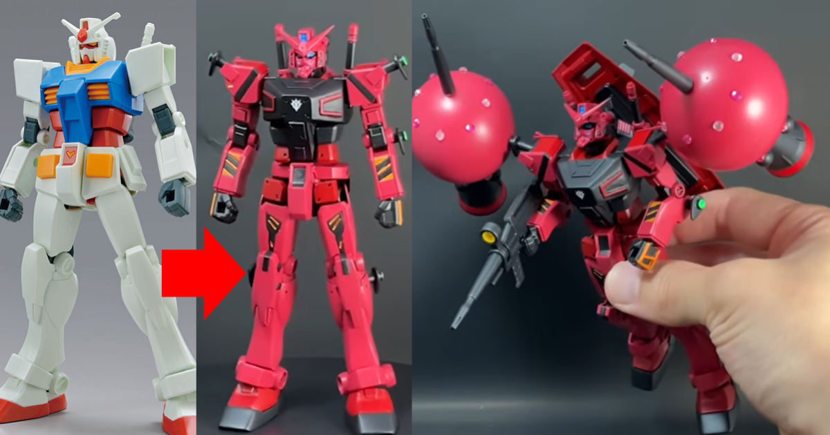 用「EG初代鋼彈」改造成《GQuuuuuuX》紅色鋼彈 連乒乓球都用上玩出初鋼跨時代變身！