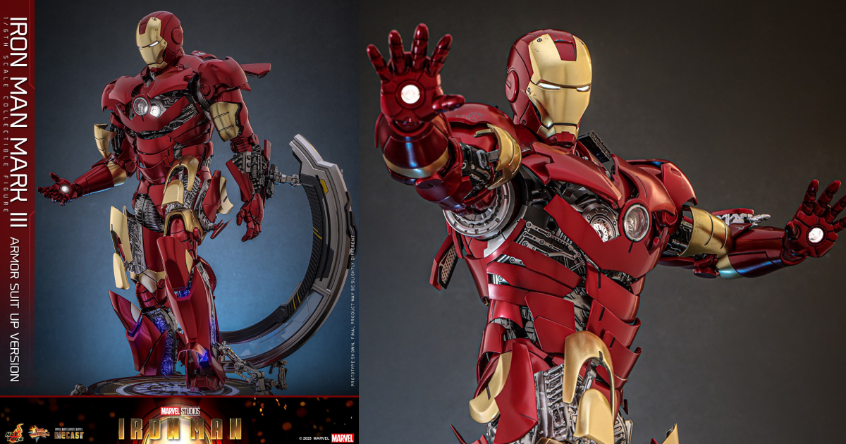 Hot Toys『《鋼鐵人》鋼鐵人 馬克 III（著裝版）』1/6 比例收藏級可動人偶，半開甲設計展示精密內構！