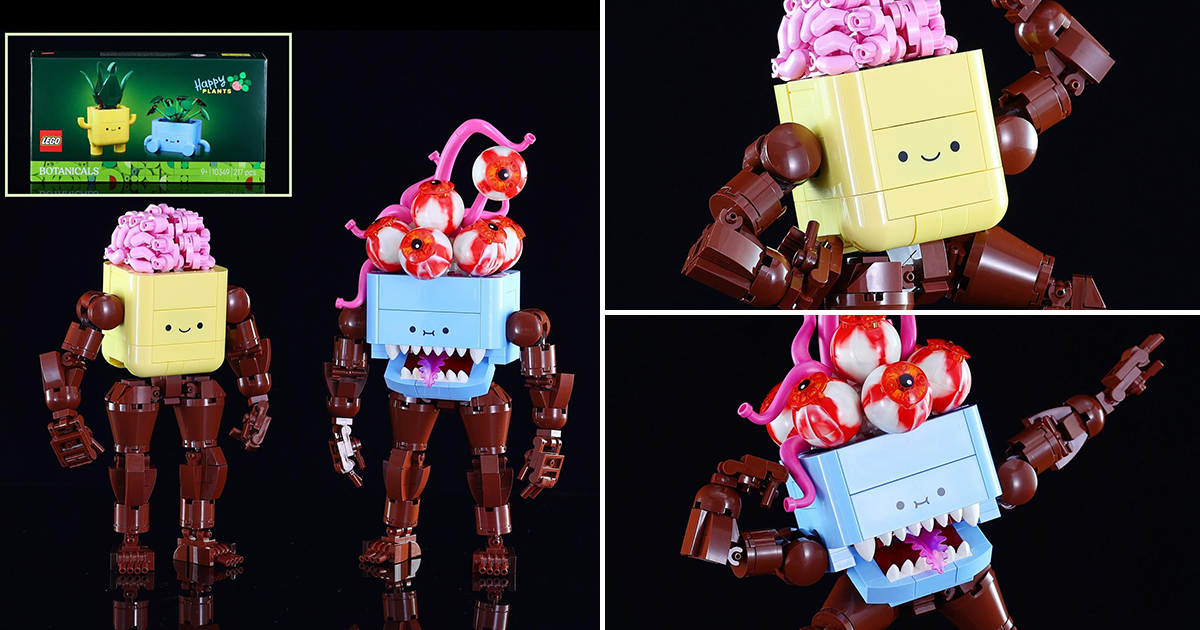 Moko LEGO MOC 創作「壯到不行的快樂盆栽」（Very strong Happy Plants）與呆萌笑容超衝突的狂野肌肉！
