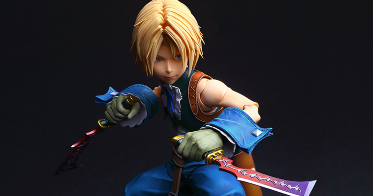 PLAY ARTS真『FFIX  吉坦・特萊巴爾』可動人偶  再現遊戲設定造型、附雙刀「魔法師殺手」等配件！