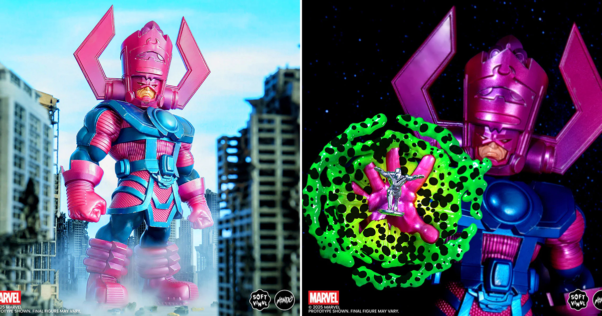 MONDO「行星吞噬者」（Galactus）軟膠玩具 全高 38 公分的巨大身軀、還附上迷你的銀色衝浪手！