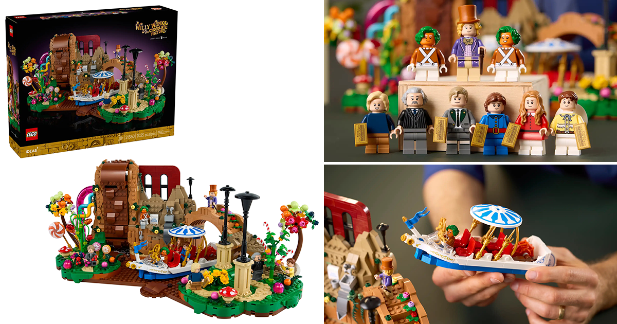 LEGO 21360 Ideas 系列「威利·旺卡與巧克力冒險工廠」場景模型 根據 1971 年電影打造、還有會動的巧克力瀑布！