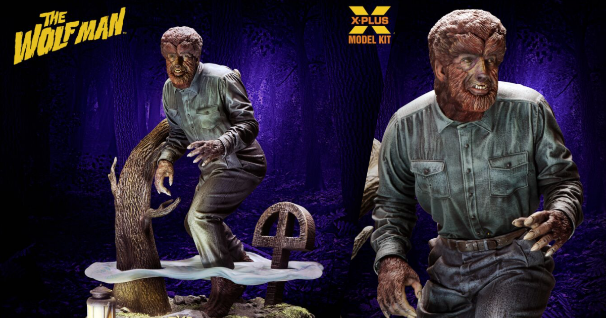 X-PLUS「《狼人》（The Wolf Man）小朗·錢尼 as 狼人」1/8 比例塑膠組裝模型，經典電影場景模型化！