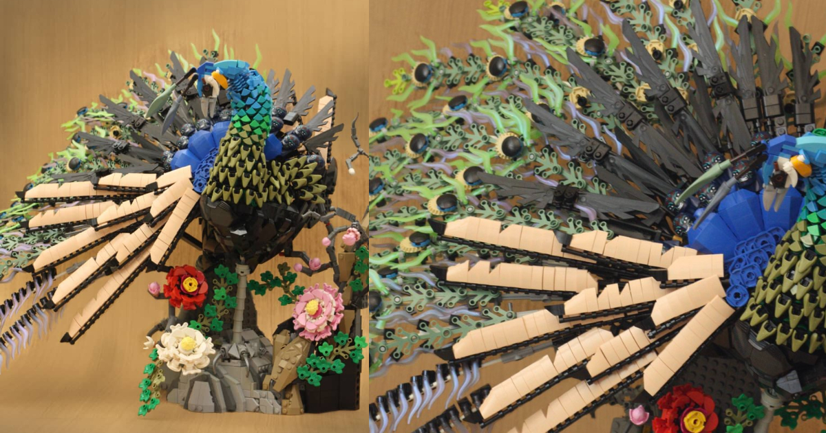 樂高玩家DeRa以日本名畫「牡丹孔雀圖」打造立體作品 驚人之作登上丹麥樂高之家展示