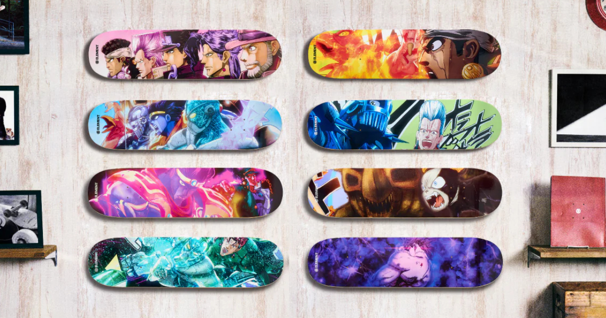 ELEMENT ✕《JoJo的奇妙冒險 星塵遠征軍》聯名滑板 經典人物場面成為板上設計！