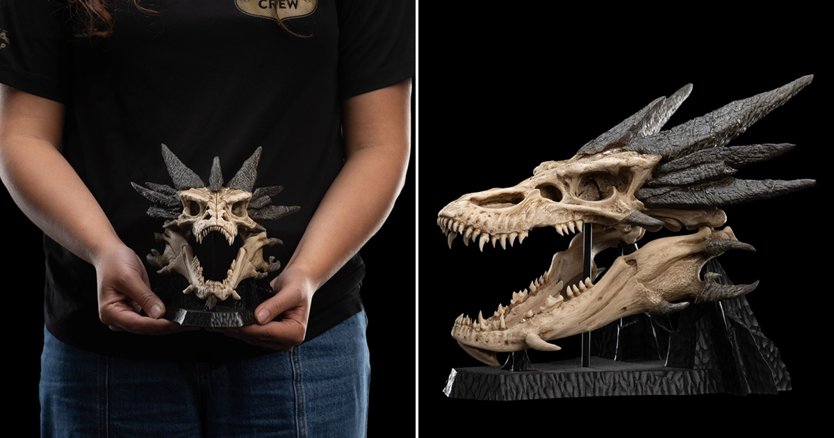 WETA 微型頭骨收藏《哈比人：荒谷惡龍》史矛革頭骨 具備嘴部開闔機構的傳奇惡龍之骸！